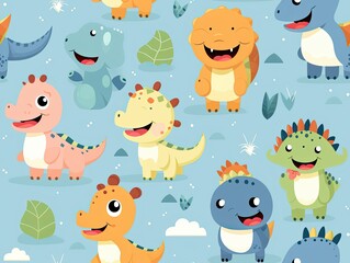 Naklejka premium cute dinosaur pattern