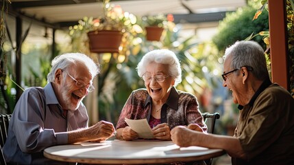 Image of group of elderly happy people.