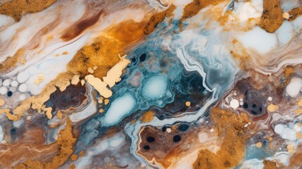Naklejka premium abstract marble texture agate gold orange black, ai