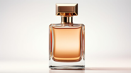 Bottle of Perfume. Men's Eau De Parfum in Beautiful Gold Glass Bottle Isolated on White. Fragrance for Men. Perfume Spray. Modern Luxury Parfum De Toilette. Made with generative ai