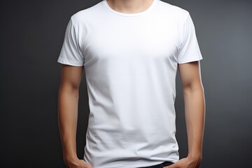 Fashionable white t-shirt on a hanger against a blank background. Ideal for clothing collection mock-up.