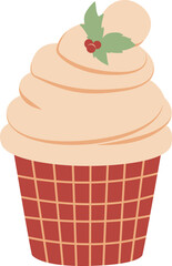 Cupcake colorful cartoon with frosting sugar. Cute dessert emoji icon sweet collection. Cute cupcake flat design for birthday parties, merry Christmas, and Happy New Year kids decorations.