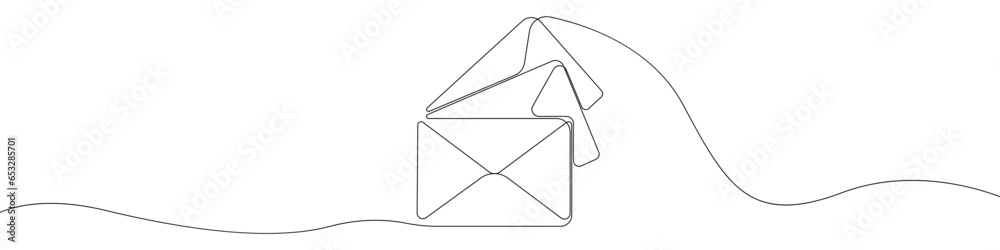 Poster envelope one line drawing vector. postcard continuous line drawing vector. a set of envelopes with a