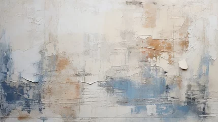 Papier Peint photo Vieux mur texturé sale grunge vintage white wall with blue paint, in the style of rustic abstraction