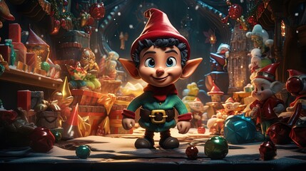 Christmas Elves in Santa's Modern Toy Workshop: A Festive Postcard in 8K created with generative ai technology