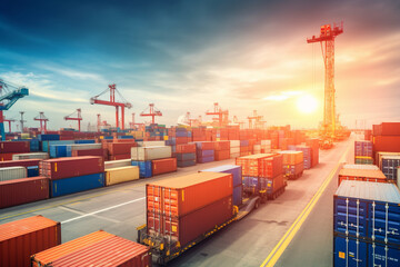Global business logistics import export background and container cargo freight ship transport concept

