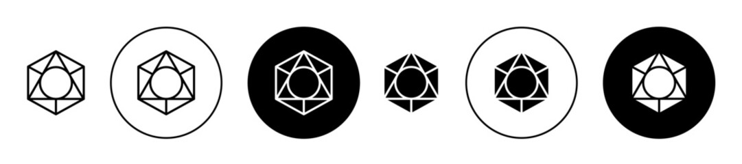 Icosahedron geometrical figure outline icon set. vector symbol illustration.