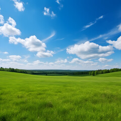 green field and blue sky