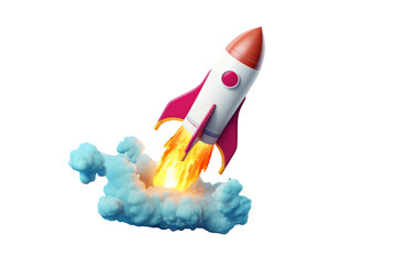 illustration of rocket and copy space for start up business