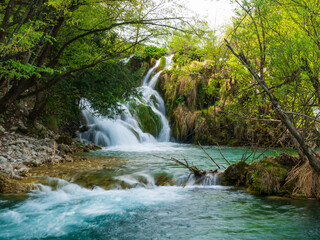 Flowing falls in Plitvice National Park