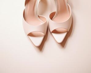 Elegant soft pink open-toe shoes with a classic and bridal look, suitable for various occasions.