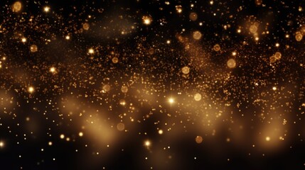 Gold glowing stars and particle background. - obrazy, fototapety, plakaty