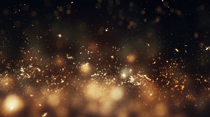 Gold glowing stars and particle background. - obrazy, fototapety, plakaty