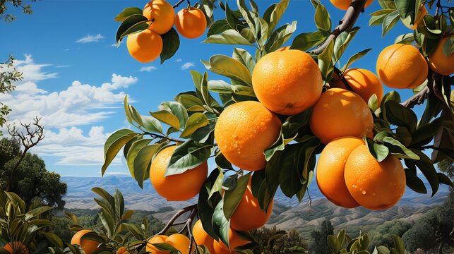 a bunch of fresh oranges generated by AI