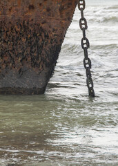 Fototapeta premium Aground ship at cabo san pablo beach, argentina