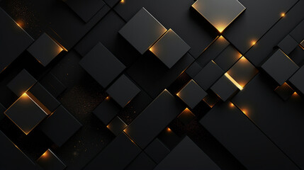 Abstract black and gold geometric shapes background. - obrazy, fototapety, plakaty