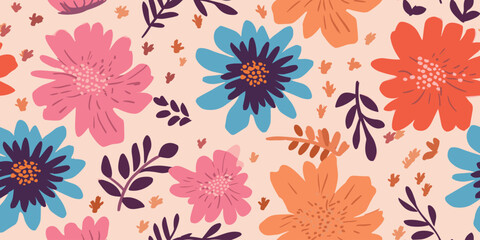 pattern, seamless, floral, flower, vector, illustration, leaf, design, wallpaper, nature, decoration, texture, vintage, art, ornament, element, set, plant, decor, orange, autumn, leaves, silhouette, f