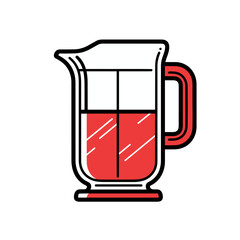 Mixing glass vector icon in minimalistic, black and red line work, japan web