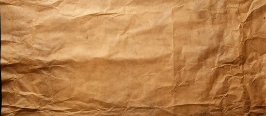 Fototapeta premium Recyclable organic paper bag with creased craft texture and light brown color used as background