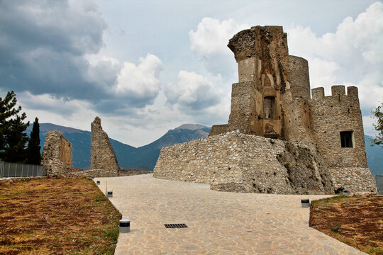 Norman castle at the top of the village of Morano Calabro in Calabria, Italy