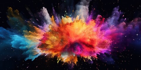 Obraz na płótnie Canvas Colorful magic explosion on dark background. Generative ai 