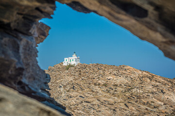 Korakas Lighthouse in Paros, Greece. - 653294708