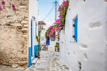 Prodromos village, in Cyclades Archipelago, Greece. - 653294740