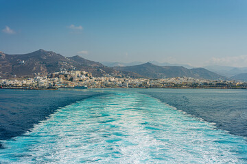 Paros island port skyline, Greece. - 653294741
