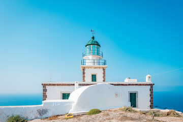 Akrotiri Lighthouse in Santorini, Greece. - 653294756