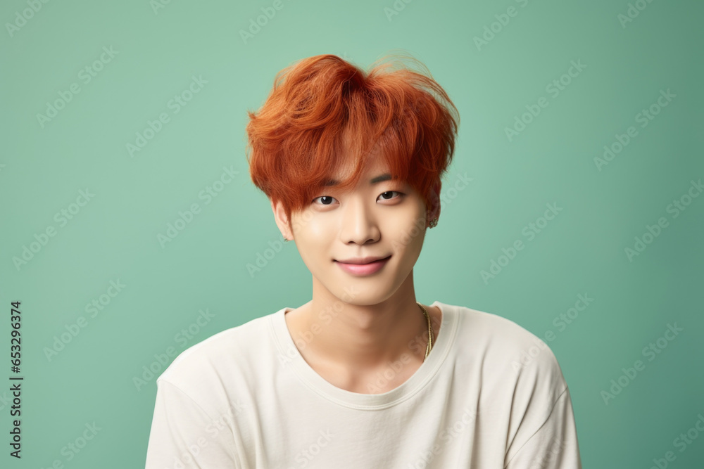 Poster A red-haired man posing for a picture. This image can be used for various purposes.
