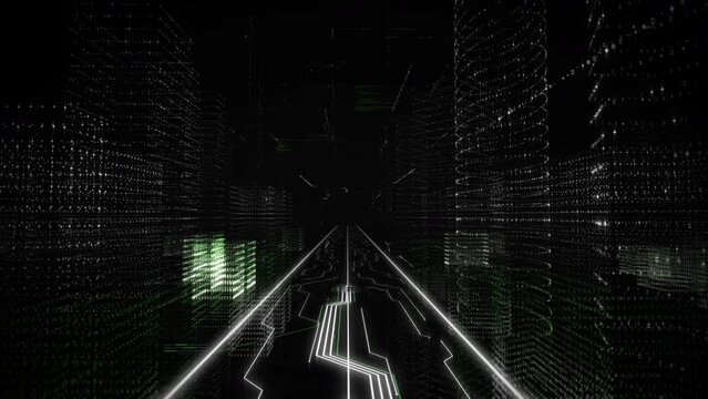 Global Matrix Database Code Visualization Of Digital Automatization Word. Global Database Virtual Reality Created By Futuristic Cyber Code. Futuristic Global Database Network In Digital Code World