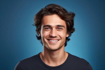 Fototapeta premium A man with a toothbrush in his mouth. This image can be used to illustrate oral hygiene and daily routines.