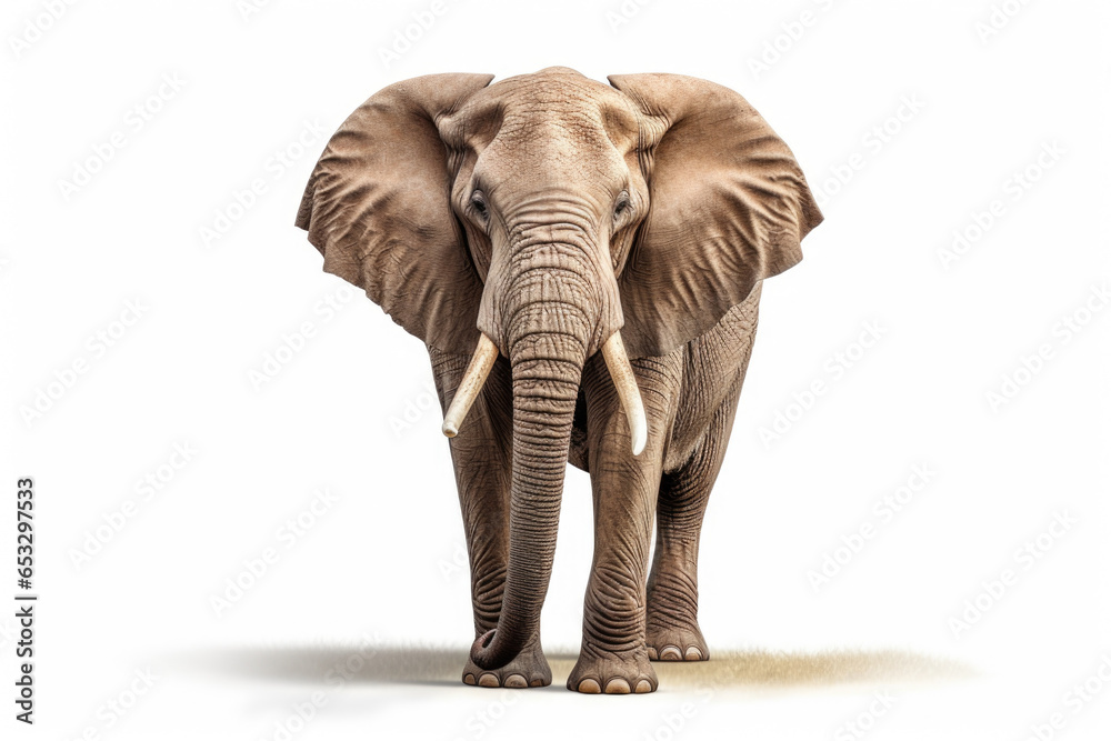 Aufkleber An elephant standing in front of a plain white background. This image can be used for various purposes such as presentations, educational materials, or advertisements.