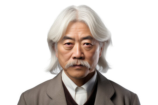 A picture of a man with white hair and a mustache. This image can be used for various purposes, such as portraying an older gentleman, a distinguished character, or a wise individual.