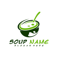 Soup with Love logo design concept. Food Cooking logo vector. Kitchen logo with pot full of vegetables.
