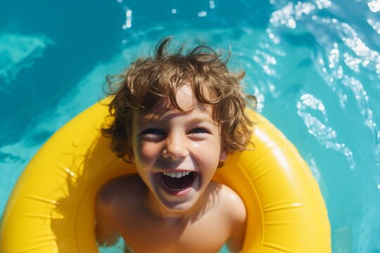 Summer Splash: Child with Yellow Floatie in the Pool