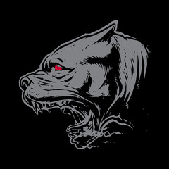 Barking Bull Dog Head side Face on Black background vector editable best for t shirts design multipurpose use