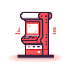 Arcade Game vector icon in minimalistic, black and red line work, japan web
