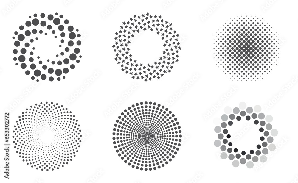 Wall mural set of abstract circles from swirling dots