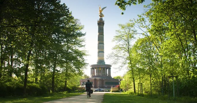 The Victory Column or Siegessaule, viewed from The Tiergarten public park in Berlin, Germany, Europe
