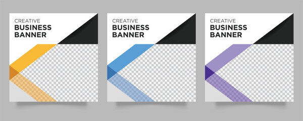 Set of Editable square banner template for social media post and web internet ads