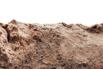 closeup of a pile of sand or a desert isolated on a white background