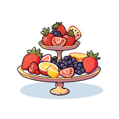 Fruit Tray vector icon in minimalistic, black and red line work, japan web