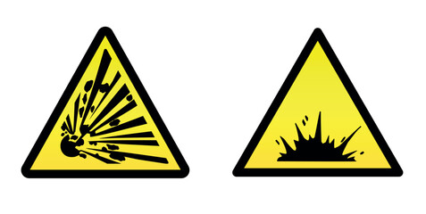 Two yellow explosion hazard signs