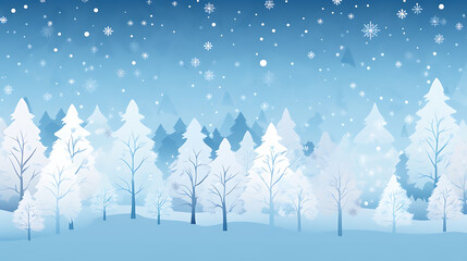 White and Blue winter landscape with snow Christmas Background