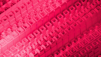 Obraz premium Pink and purple mosaic squares. Design. Cartoon animation with bouncing and white strokes.