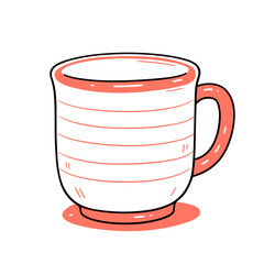 Ceramic Cup vector icon in minimalistic, black and red line work, japan web