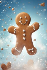 flying gingerbread man, bright Christmas mood