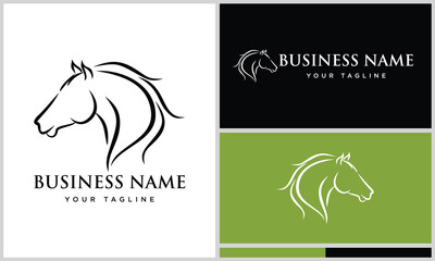 horse head line logo template