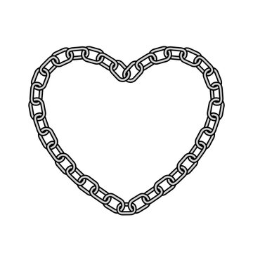Chain heart icon. Y2k emo goth graphic design element. Love symbol. 2000s style decoration. Vector illustration